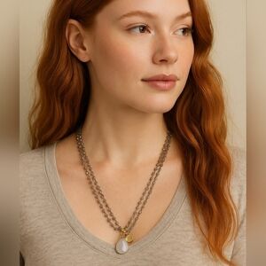 Marlyn Schiff Long Bead Necklace with Charms NWT